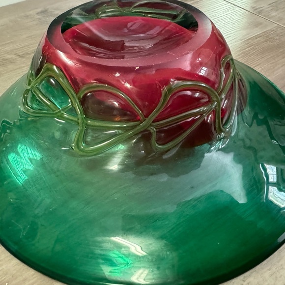 MAKORA KROSNO J. POPIELUSZKI POLAND Hand Made Art Glass Vase Bowl - Picture 3 of 6